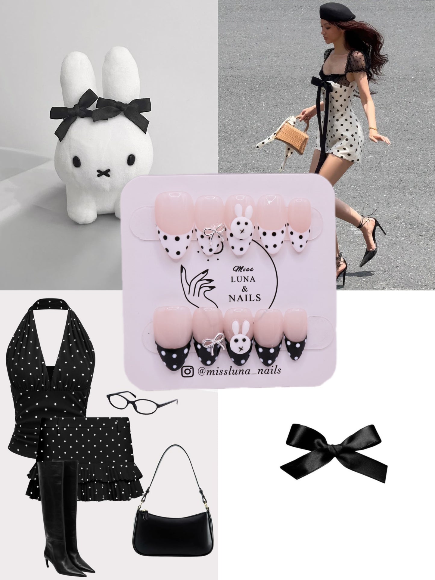 Polka Bunny French Tips