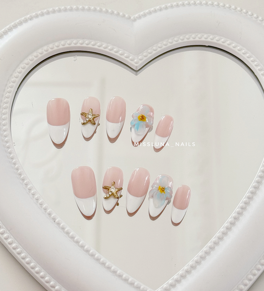 French almond minimalist nail art